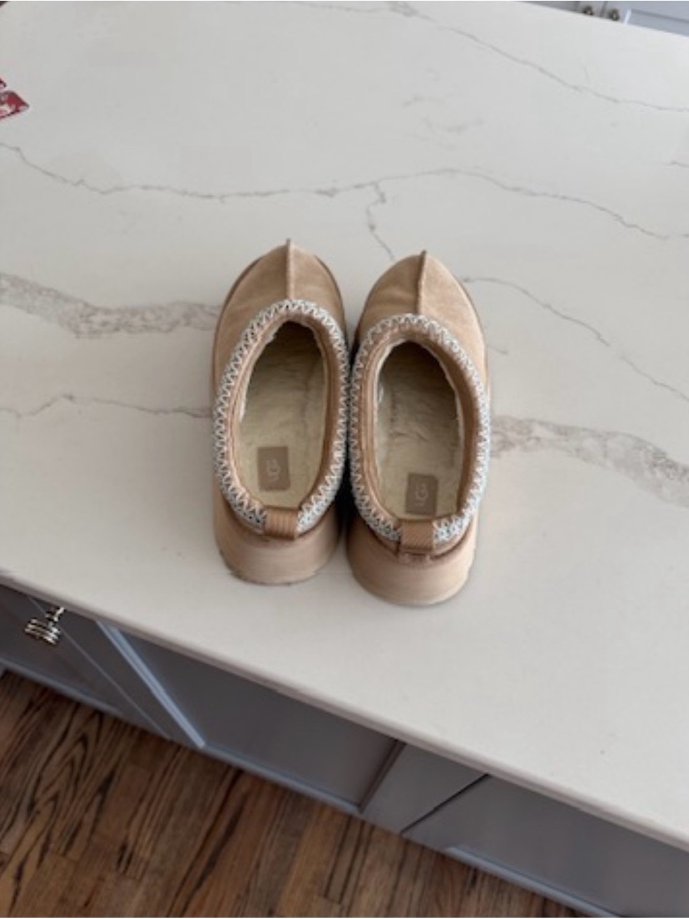 UGG Women’s Tan Slippers with Patterned Trim barely ever worn